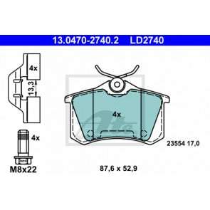 Brake Pad Set, disc brake ATE 13.0470-2740.2