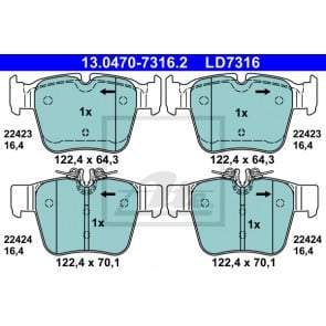 Brake Pad Set, disc brake ATE 13.0470-7316.2